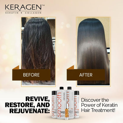 Keragen Brazilian Keratin Treatment Kit – Premium Sulfate-Free Anti-Frizz for Dry & Damaged Hair