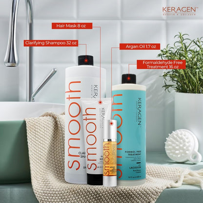 Keragen Brazilian Keratin Smoothing Treatment – Formaldehyde-Free Home Blowout Kit (16 oz) | Organic Keratin & Collagen