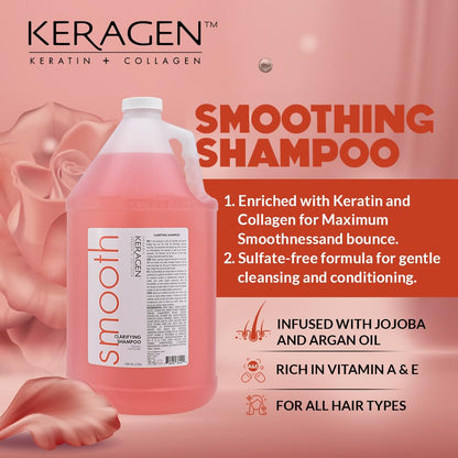 KERAGEN Clarifying Shampoo with Keratin and Collagen – All Hair Types, Sulfate Free, 128 Oz