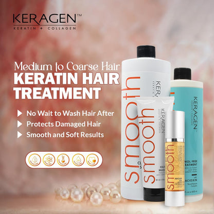 Keragen Brazilian Keratin Smoothing Treatment – Formaldehyde-Free Home Blowout Kit (16 oz) | Organic Keratin & Collagen