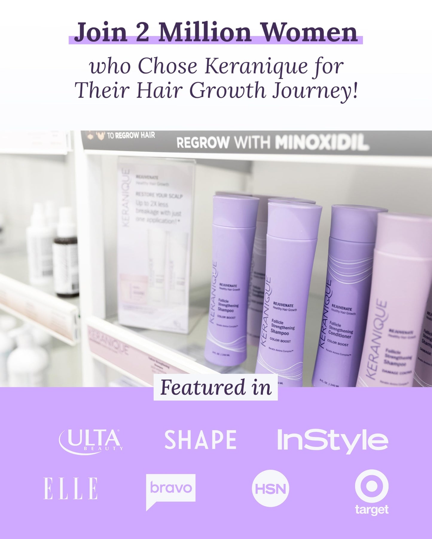Keranique 5% Minoxidil Foam for Women – Hair Regrowth, NutriGrow Hydration & 4-Month Supply