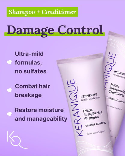 Keranique Damage Control Set for Thinning Hair – Shampoo, Conditioner, Follicle Booster Serum & Lift & Repair Spray