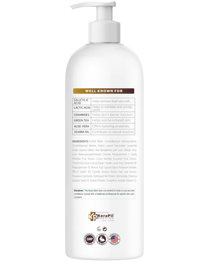 KERAPIL Exfoliating Body Wash with Salicylic Acid – Gentle, Dual-Action Exfoliation