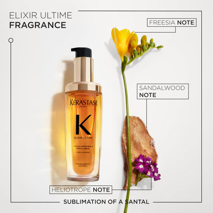 Kerastase Elixir Ultime Refillable Hair Oil – Hydrates & Smooths Frizz, Shine, Wild Camellia, 2.53 fl oz Refill
