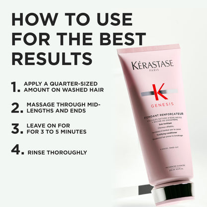 Kerastase Genesis Strengthening Fondant Renforcateur Conditioner – For Weak or Damaged Hair (2.5 Fl Oz)