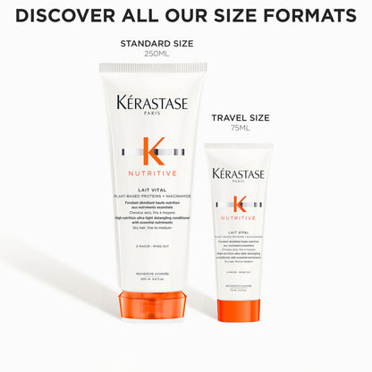 Kerastase Nutritive Lait Vital Hydrating Conditioner | For Fine to Medium Dry Hair | Travel Size 2.5 Fl Oz