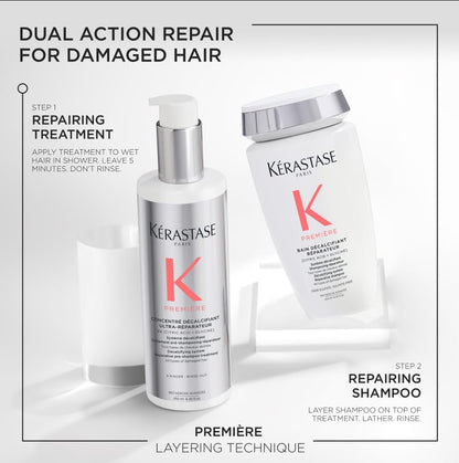 KÉRASTASE Premiere Strengthening Pre-Shampoo, Shampoo & Mask Set for Damaged Hair | Remove Buildup & Decalcify with Citric Acid