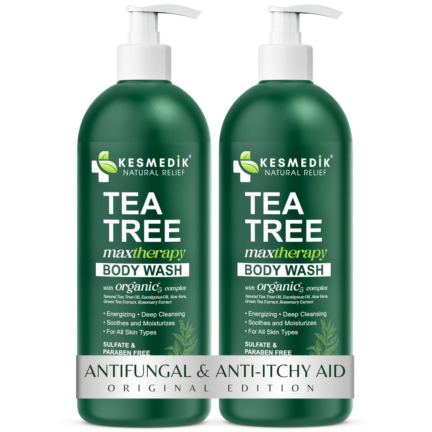 KESMEDIK Tea Tree Body Wash MaxTherapy – Itchy Skin Relief, 2-Pack