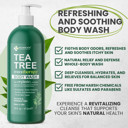 KESMEDIK Tea Tree Body Wash MaxTherapy – Itchy Skin Relief, 2-Pack