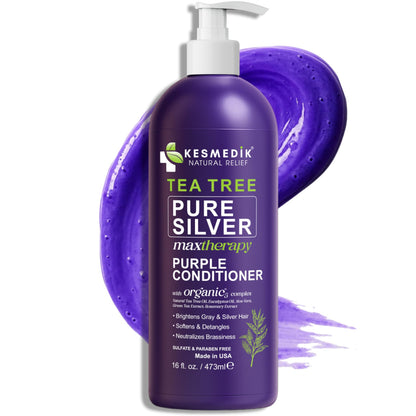 KESMEDIK Tea Tree Purple Conditioner – Anti-Brass Toner for Blonde, Silver & Gray Hair | 16 fl oz