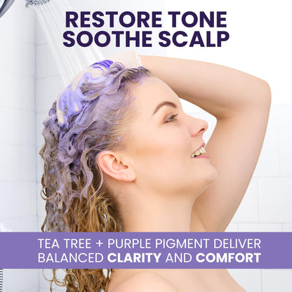 KESMEDIK Tea Tree Purple Shampoo & Conditioner Set – Anti-Brass Toner for Gray, Bleached, White & Blonde Hair | Sulfate-Free
