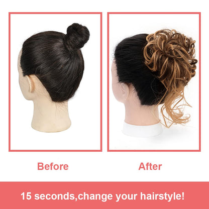 KETHBE Messy Bun Hair Piece – Tousled Updo Extension (Dark Brown Mix)