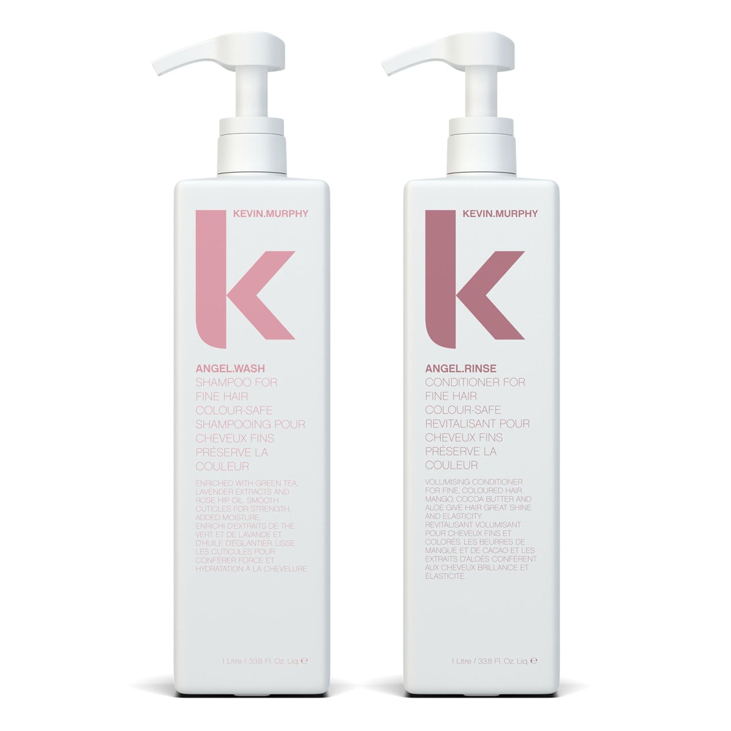 KEVIN.MURPHY ANGEL.WASH & ANGEL.RINSE – Restorative, Colour-Safe Shampoo + Lightweight Conditioner (2-Pack)