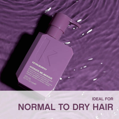 KEVIN.MURPHY HYDRATE-ME.MASQUE – Deep Hydration Mask for Damaged Hair | Baobab Seed Oil & Rose Hip | Sulfate Free | Pack of 2