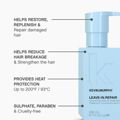 KEVIN.MURPHY LEAVE-IN.REPAIR – Keratin Treatment & Heat Protectant for All Hair Types (2 x 200 ml)