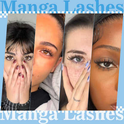 KevKev Fairy Lash Clusters Kit – Manga Lash Extensions with Invisible Band, Bond & Seal, Tweezers