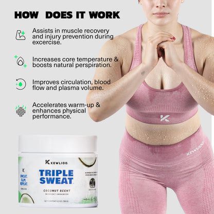 Kewlioo Triple Sweat Cream – Coconut | Heat-Activated Workout Gel