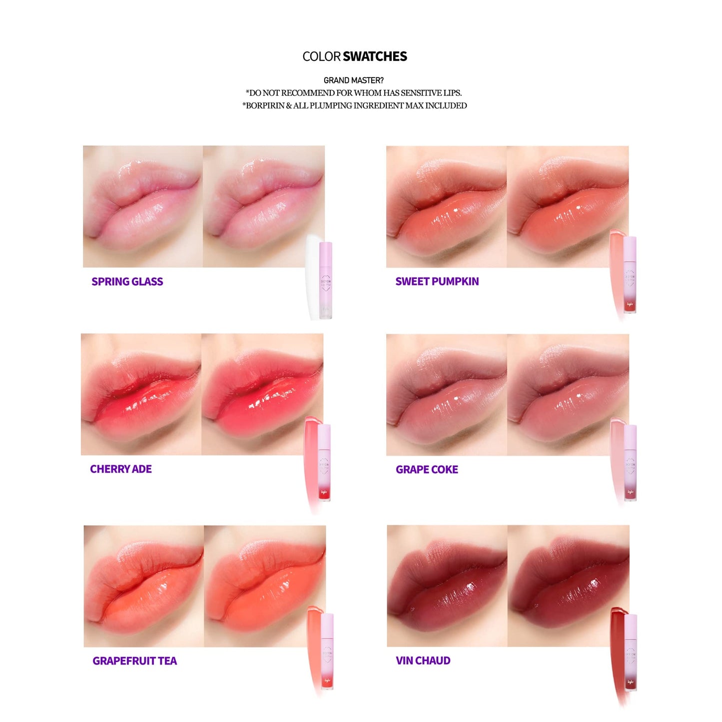 Keybo Lip Plumper Dotom Lip Plus 16-Color Gloss with 3-Step Plumping (Original, Master, GrandMaster)