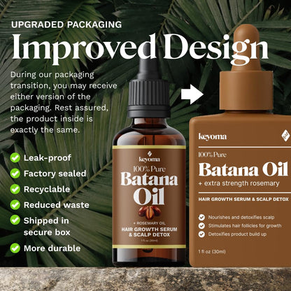 Keyoma Batana Oil with Rosemary for Hair Growth – 60 mL, 100% Organic Batana Oil from Honduras