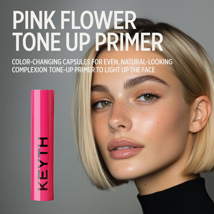 KEYTH Pink Flower Tone Up Primer #04 – Color-Changing Capsule, Luminous Finish, 20ml