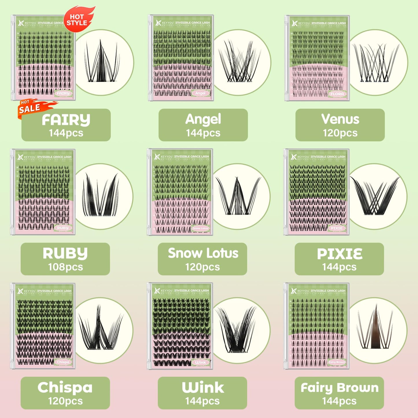 KEYYOU Bunny Lash Clusters – Invisible Band Manga Lashes, C Curl Anime Look