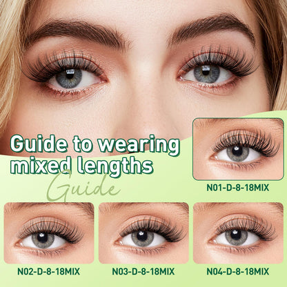 KEYYOU Natural Lash Clusters 144pcs | D-Curl, 8-18mm Mix Lengths, Lightweight & Reusable