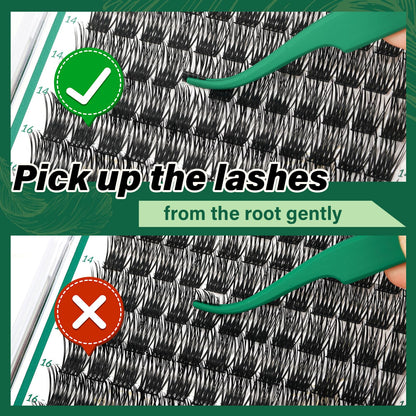 KEYYOU Lash Clusters 144pcs D Curl 10mm | Air Touch Lightweight DIY Lashes
