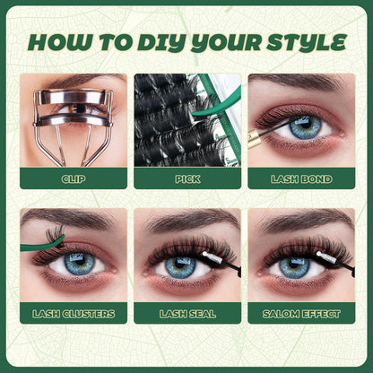 KEYYOU Lash Clusters 182Pcs – 200D D Curl 9-18mm MIX DIY Lashes