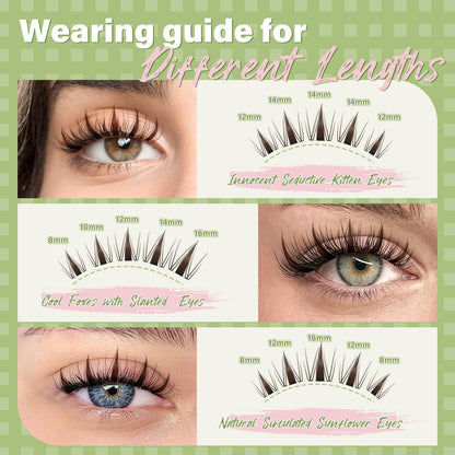 KEYYOU Fairy Brown Lash Clusters | D Curl 144Pcs | Waterproof DIY Lash Extensions at Home