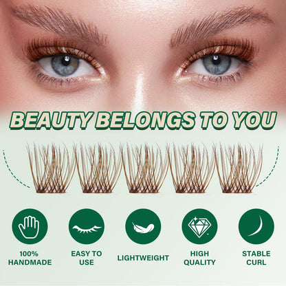 KEYYOU Brown Lash Clusters 144pcs — 8-18mm D Curl for Natural DIY Lash Extensions