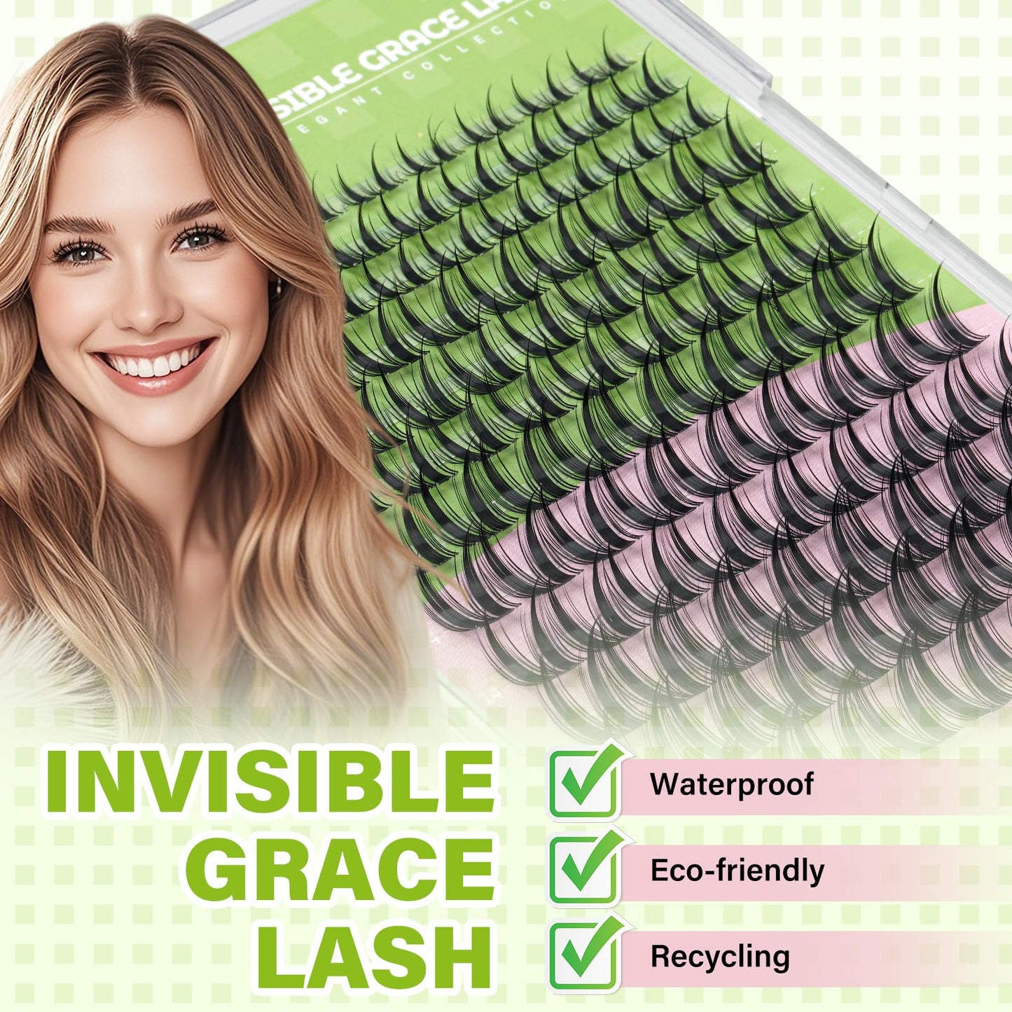 KEYYOU Bunny Lash Clusters – Invisible Band Manga Lashes, C Curl Anime Look