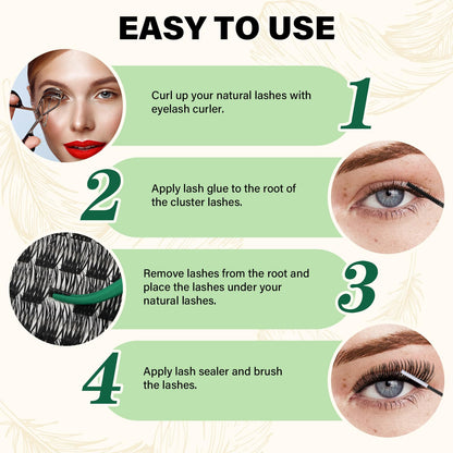 KEYYOU Lash Clusters 144pcs D Curl 10mm | Air Touch Lightweight DIY Lashes
