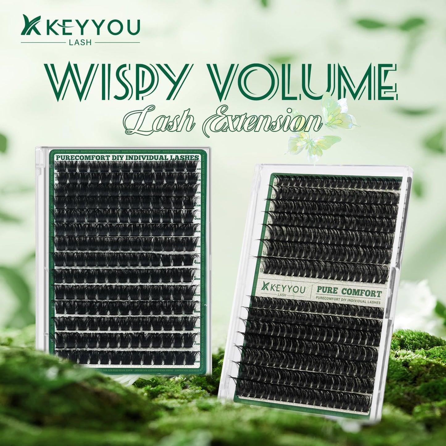 KEYYOU Lash Clusters 182Pcs – 200D D Curl 9-18mm MIX DIY Lashes