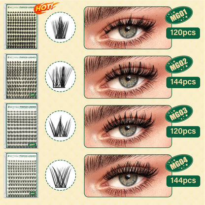 KEYYOU LASH Manga Lash Clusters 8-18mm – Natural DIY Wispy Lashes