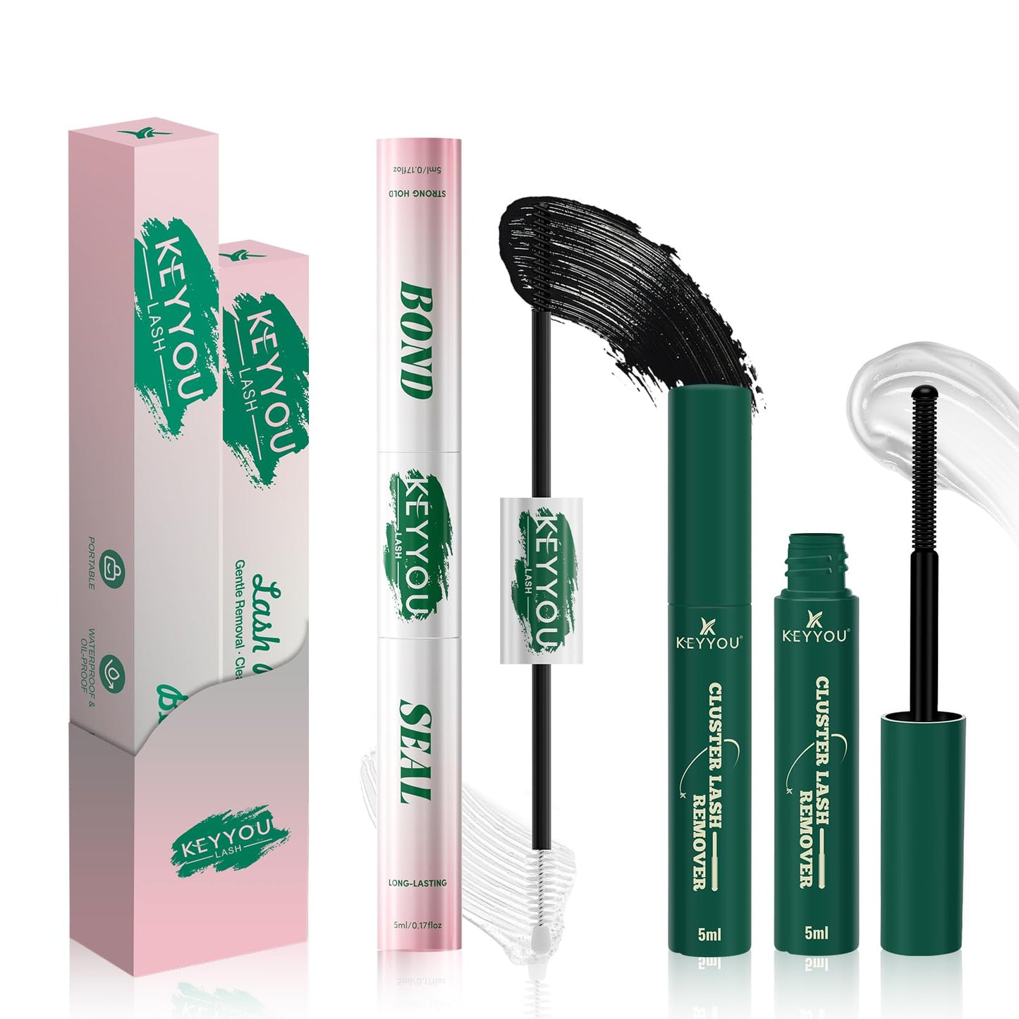 KEYYOU LASH Lash Bond & Seal with Remover – Waterproof 2-in-1 DIY Lash Glue for Clusters
