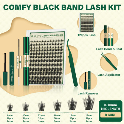 KEYYOU LASH California Sunset Manga Lash Clusters Kit 8-18mm | DIY Lash Extensions