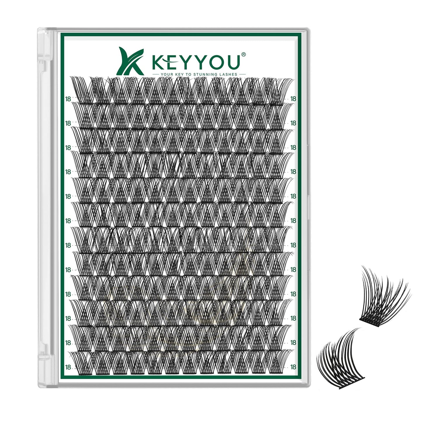 KEYYOU Lash Clusters 144pcs – 18mm DCurl, Ultra-Lightweight & All-Day Comfort | DIY at Home