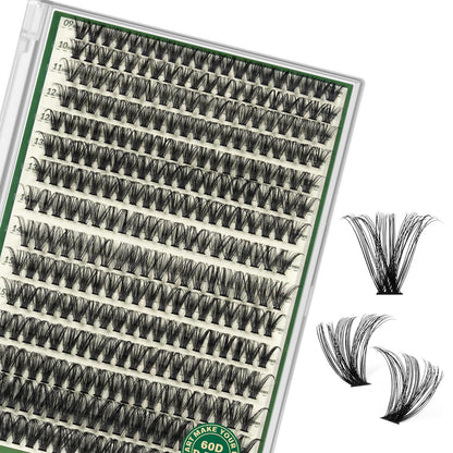 KEYYOU Lash Clusters 60D D Curl, 9–18mm MIX, 320Pcs – DIY Home Eyelash Extensions