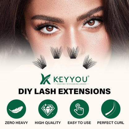 KEYYOU Lash Clusters 144pcs – 18mm DCurl, Ultra-Lightweight & All-Day Comfort | DIY at Home