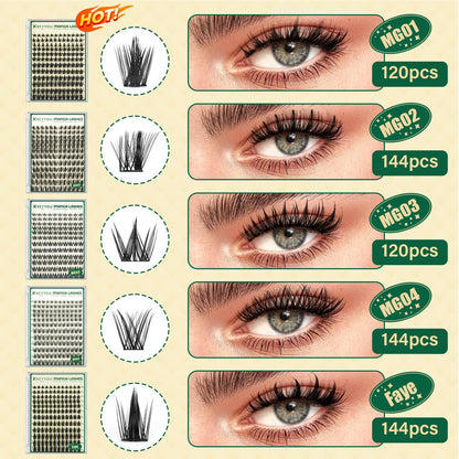 KEYYOU LASH Manga Lash Clusters Kit 8-18mm – 144pcs DIY Lash Extensions