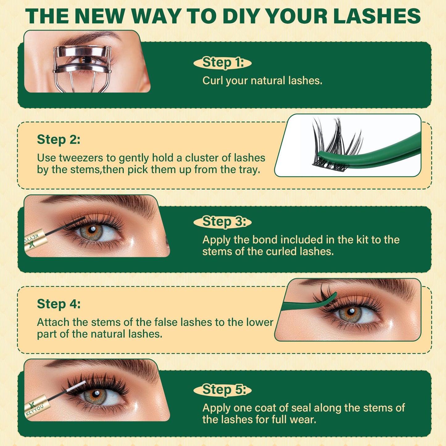 KEYYOU LASH Manga Lash Clusters 8-18mm – Natural DIY Wispy Lashes