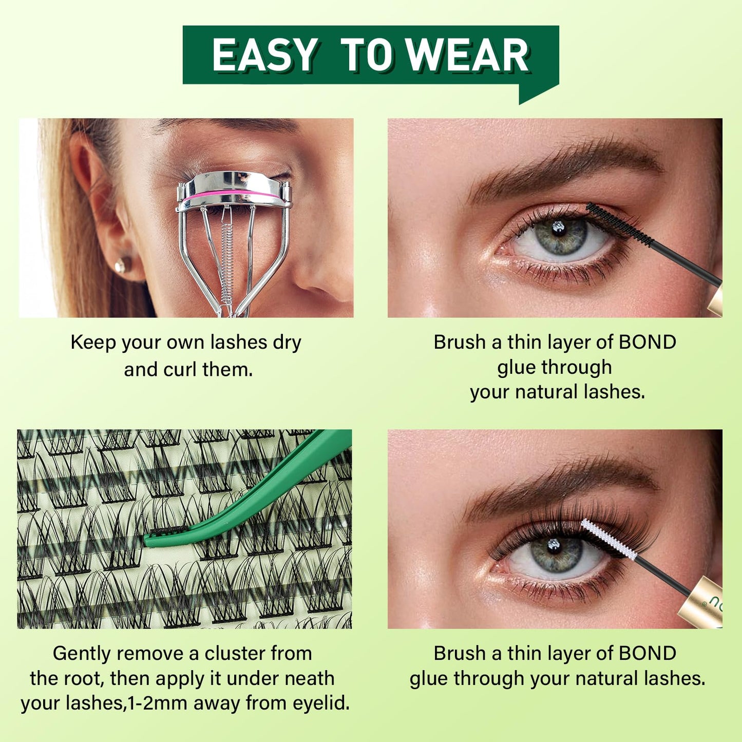 KEYYOU Natural Lash Clusters 144pcs | D-Curl, 8-18mm Mix Lengths, Lightweight & Reusable