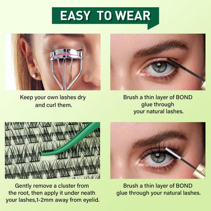 KEYYOU Natural Lash Clusters 144pcs | D-Curl, 8-18mm Mix Lengths, Lightweight & Reusable