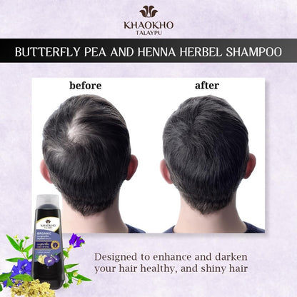KHAOKHO Herbal Shampoo & Conditioner – Butterfly Pea & Henna Extracts, 185 ml Each