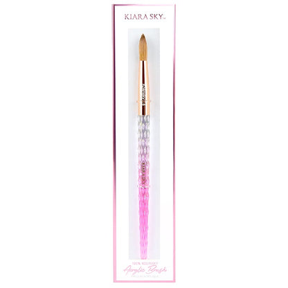 Kiara Sky Acrylic Brush #8 – Pink, 100% Pure Kolinsky, Crystal Cut Handle