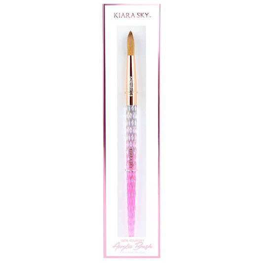 Kiara Sky Acrylic Brush #8 – Pink, 100% Pure Kolinsky, Crystal Cut Handle