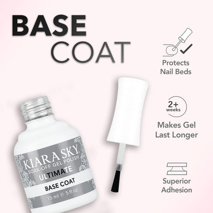 KIARA SKY Ultimate Gel Top Coat & Base Coat Duo 15ml | Soak Off Gel Polish Formula