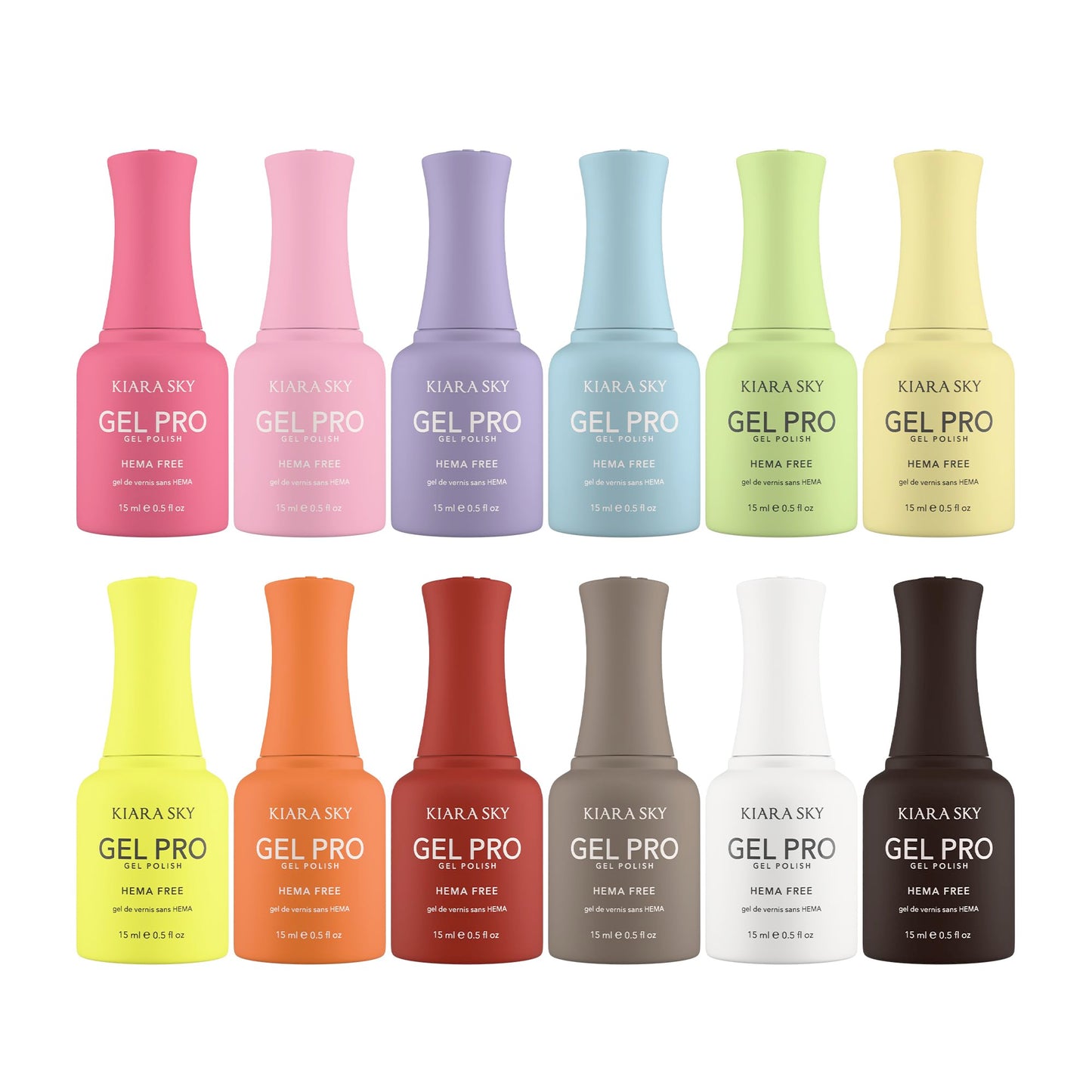 KIARA SKY Gel Pro HEMA-FREE Gel Nail Polish Collection — The Color Spectrum Edit, 12 Colors × 0.5 oz
