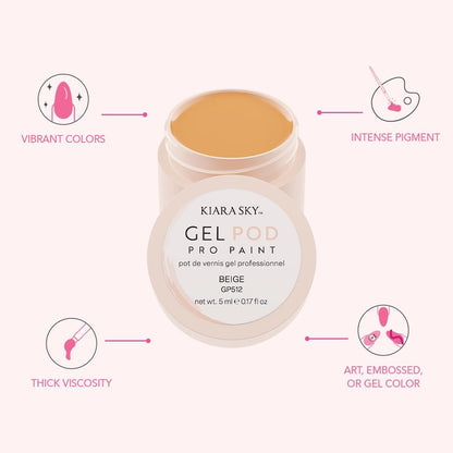 KIARA SKY Gel Paint Pod in Beige – 0.17 fl oz for Nail Art | Base Layer & Intricate Details