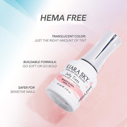 KIARA SKY Jelly Tints Soak Off Gel Polish Glampire – 15ml, HEMA-Free, Rich One-Coat Color